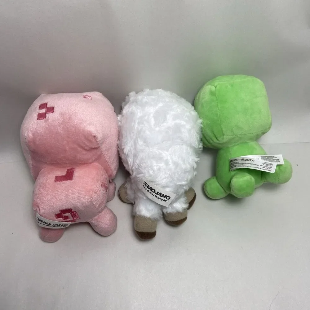 Jazwares Mojang Minecraft Pink Pig ,White Lamb , Jinx Creeper Plush Lot of 3